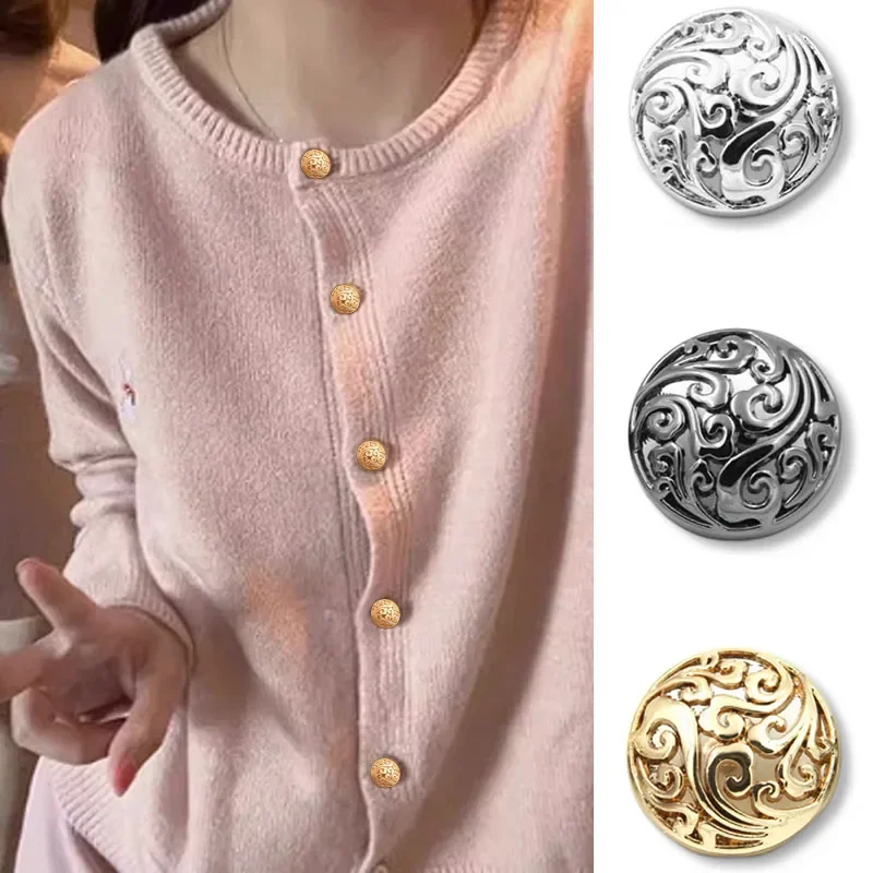 Vintage Hollow Cloud Buttons, Fashionable Shirt, Coat, Suit, Clothing Decoration Buttons, 15mm, 20mm, 25mm, 10 Pcs