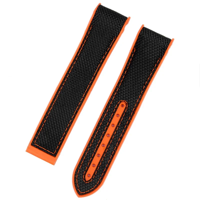 Nylon Rubber Watch Band Fit For Omega Seamaster 300 Planet Ocean 600 Black Canvas Orange Silicone Strap 20mm 22mm