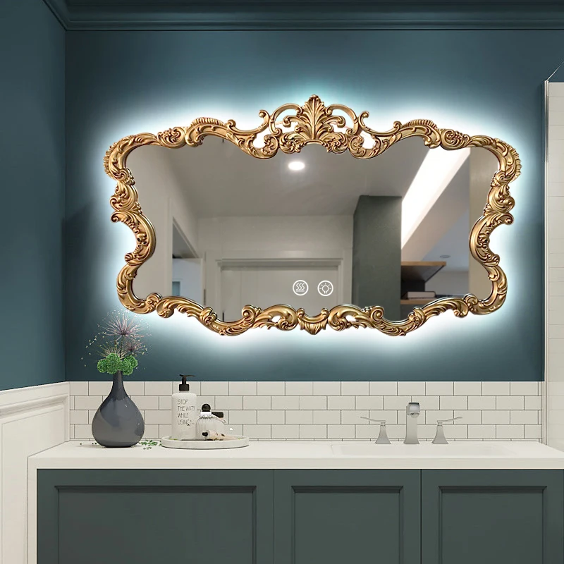 

Irregular Makeup Mirror European Design Display Large Mirror Safety Aesthetic Espelho Para Banheiro Com Bathroom Accessories