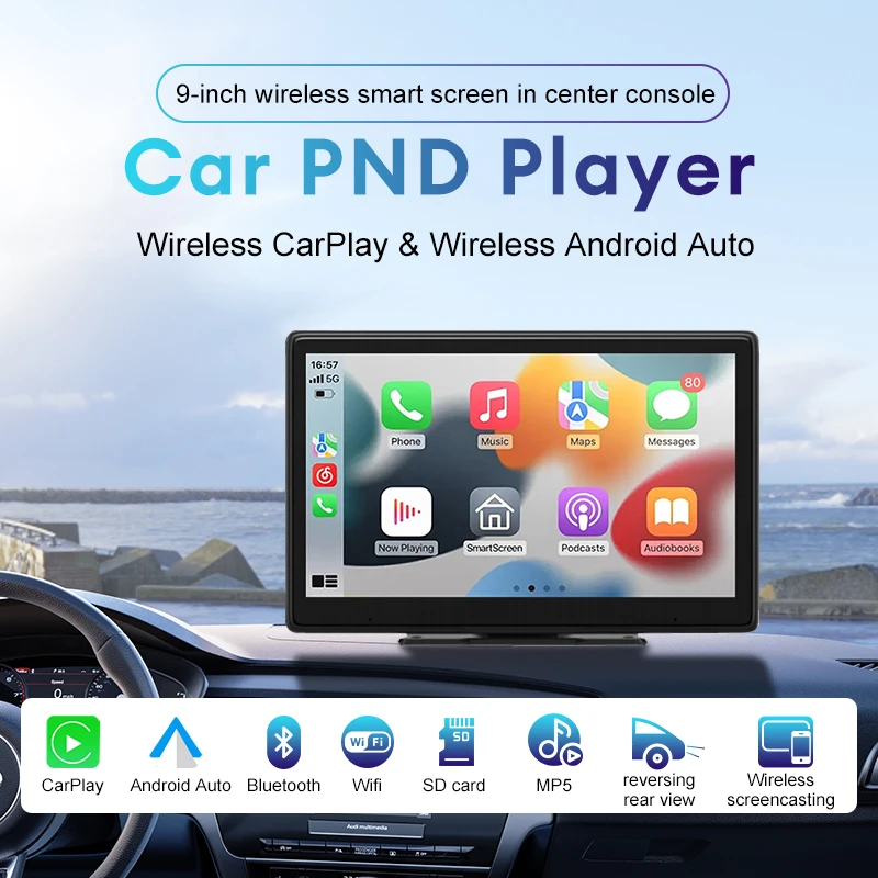 9 Inch Universal Car Radio Multimedia Video Player Wireless CarPlay Android Auto Bluetooth 5.0 Voice Control Reverse Image