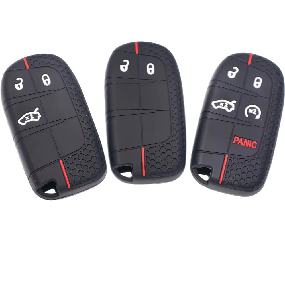 Funda de silicona para llave de 2 y 3 botones para Jeep Cherokee Compass Renegade Fiat 500X Dodge Charger Dart Chrysler 200 300 Fob Shell