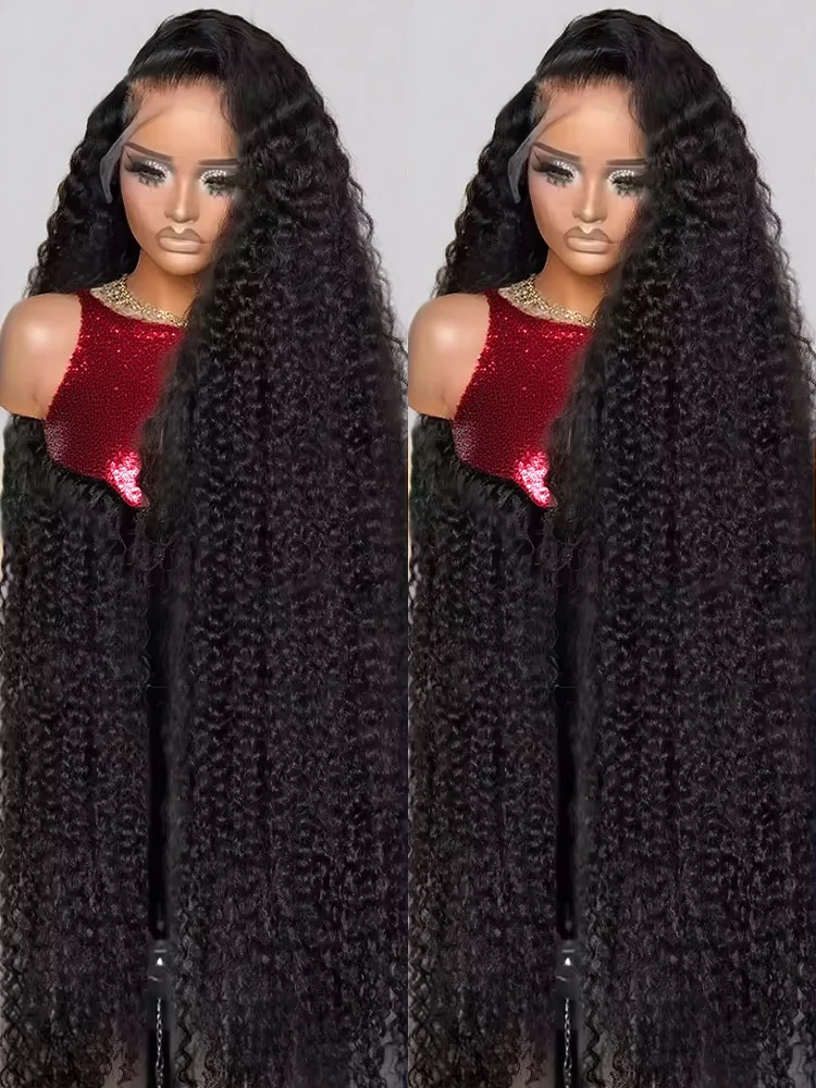 300% الكثافة 40 46 بوصة موجة عميقة الباروكات الأمامية 13x4 13x6 HD الدانتيل الجبهة خصلات الشعر المستعار الإنسان موجة المياه مجعد 360 كامل HD الدانتيل الباروكات
