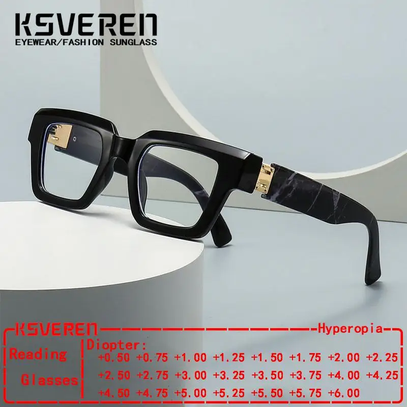 Fashion Square Thick Frame Reading Glasses Women Blue Light Blocking Presbyopic Eyewear For Men Comfortable Computer Glasses