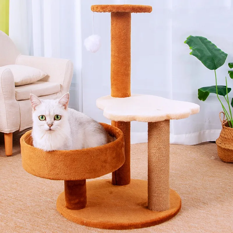 Cat Climbing Frame Sisal Cat Tree Nest Cute House Scratchers for Cats Jumping Tower Sofa Protector Cats Scratch Pet Furniture