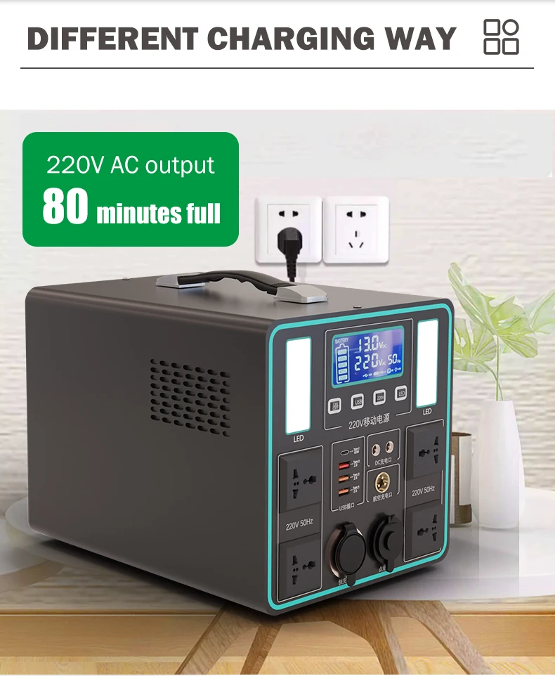 1500W 600Wh Solar Charging Portable power station Home energy storage battery