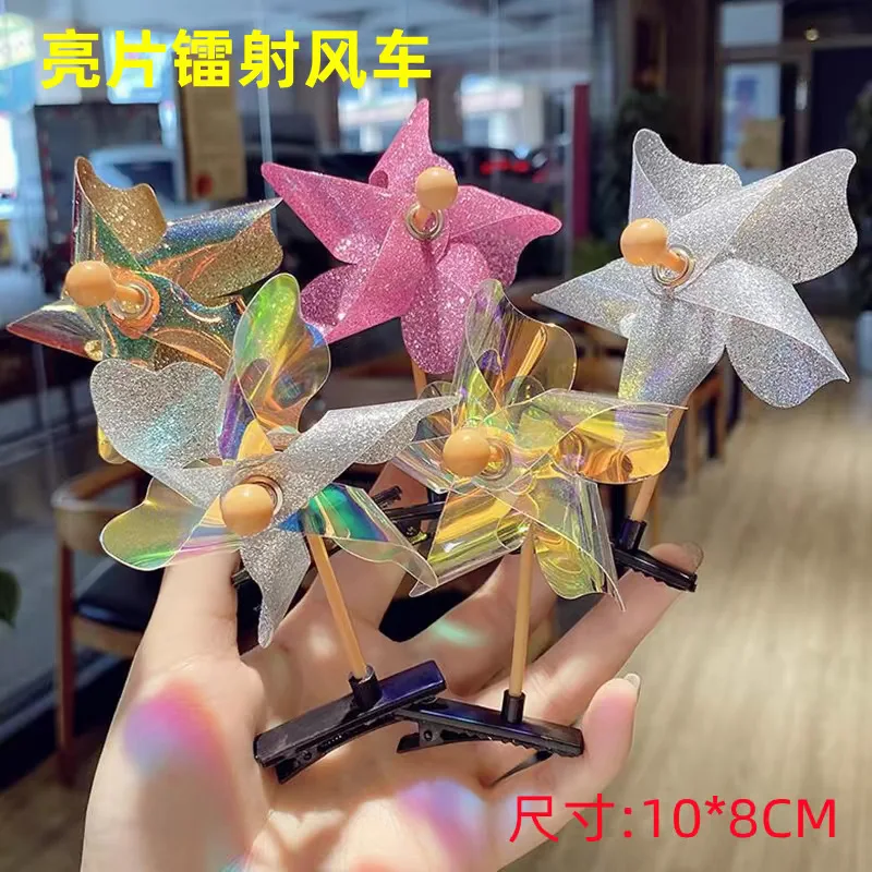 5pcs Women\'s Multicolor Windmill Hair Clips Cute And Sweet Windmill Plastic Hairpin For Graduations Kindergartens Festival Pins