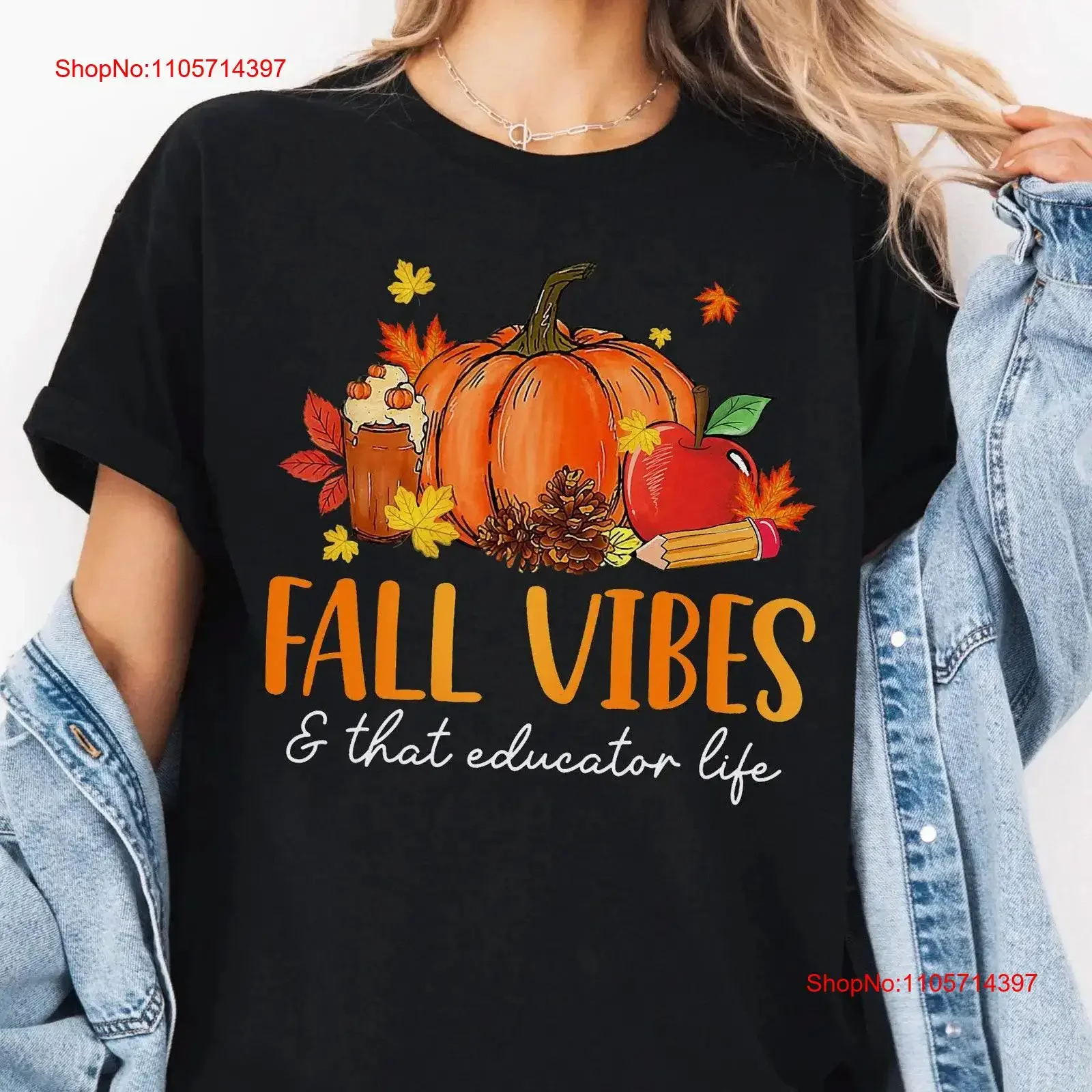 Fall Vibes Teacher Thanksgiving Autumn T Shirt Pumpkin Season Happy vintage Washed Unisex streetwear Soft Casual Slightly homme