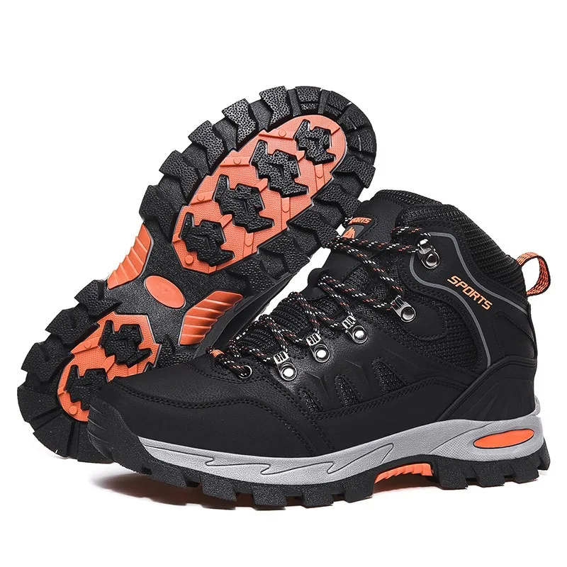 Men's Shoes High Top Hiking Boots Shock Absorbing Non Slip Rubber Sole Waterproof Wear Resistant Outdoor Trekking Mountain Boots