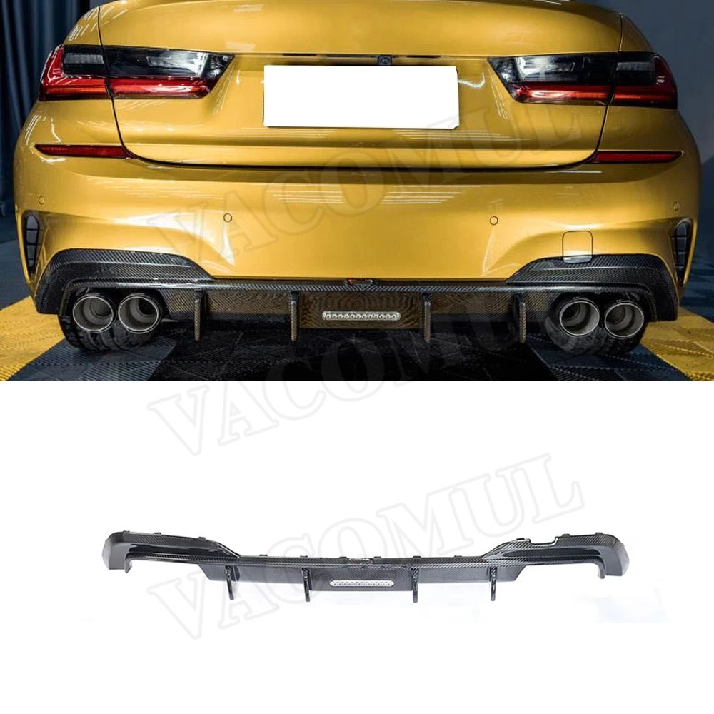 Dry Carbon Fiber Rear Lip Diffuser Spoiler For BMW 3 Series G20 2019 2020 Back Bumper Lip Guard Plate Car Styling