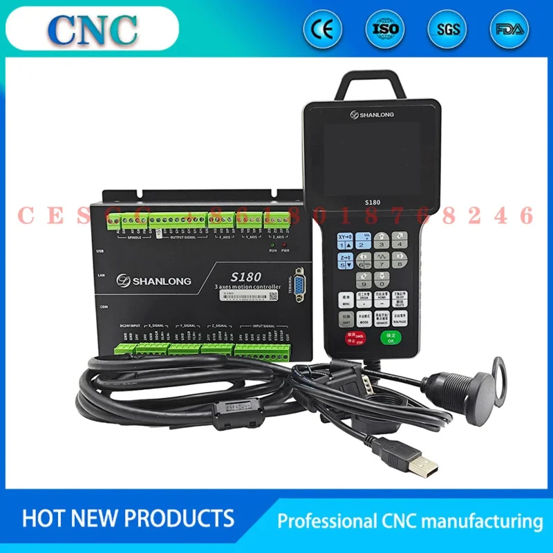 CNC Handheld Shanlong S180 3-Axis Linkage Motion Control System Color Display Offline Controller Replaces S100