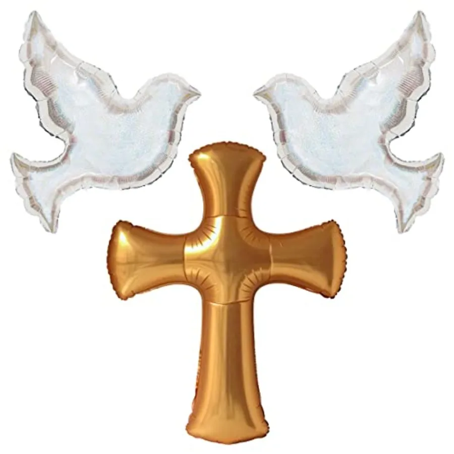 1 قطعة جامبو 44 الذهب الأحمر الصليب بالون 2 قطعة الليزر لامعة حمامة احباط بالونات لعيد الفصح حفلة عيد الميلاد صالح بالتواصل حفلة المعمودية #1