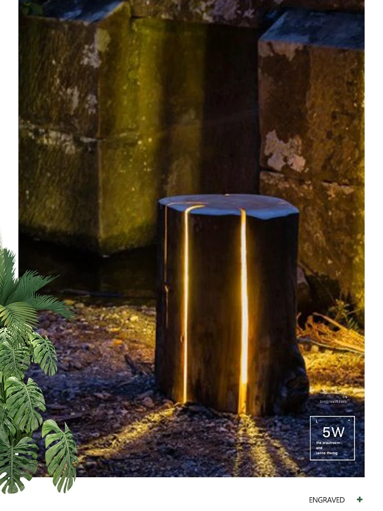 Rural stumps, lawn lights, outdoor garden lights, landscape lights, park forest lights