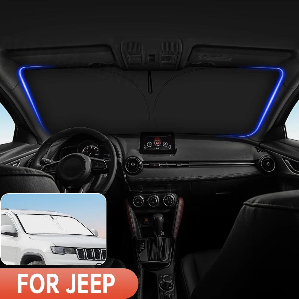 

Для Jeep Grand Cherokee 2020-2024 2025 автомобильный солнцезащитный козырек на лобовое стекло, солнцезащитный козырек на переднее окно, автоинтерьер, защита от ультрафиолета