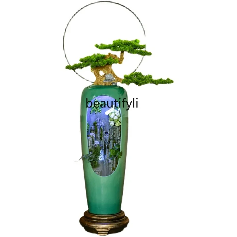 

Large floor-to-ceiling flowing water ornament New Chinese water feature Light luxury vase Fountain landscape decoration