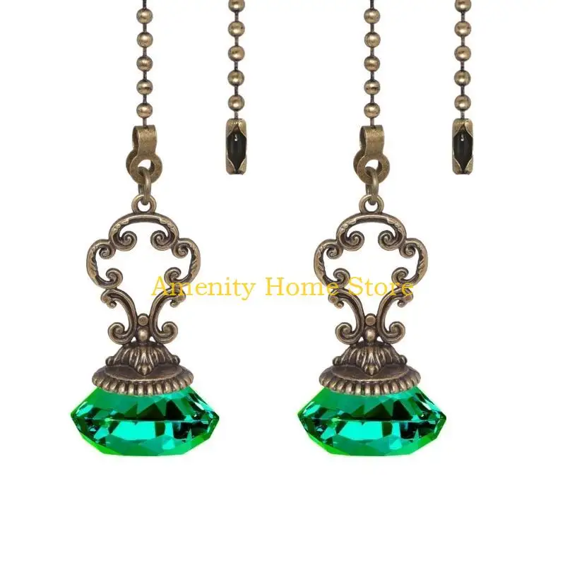 F26C 2PCS Antique Bronze And Crystal Pendant Necklace Car Trim Ceiling Fan Chain Extender Perfect For Weddings And Parties