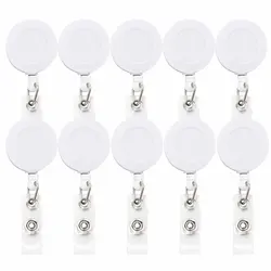 New 10 Pieces Black White Retractable Badge Holder ID Badges Reel Clip on Card Holders with Alligator Clips