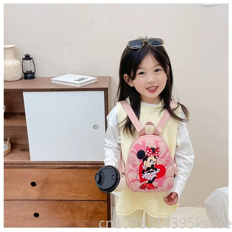 Disney Kids Backpack Girls Lightweight Cartoon School Bag Large Capacity Pink Travel Daypack Lotso Minnie Print