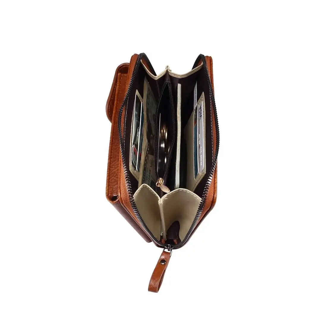 Pu Leather Phone Pouch Case For Samsung Galaxy iPhone Xiaomi Redmi Huawei Honor OnePlus OPPO Motorola Shoulder Strap Zipper Bag