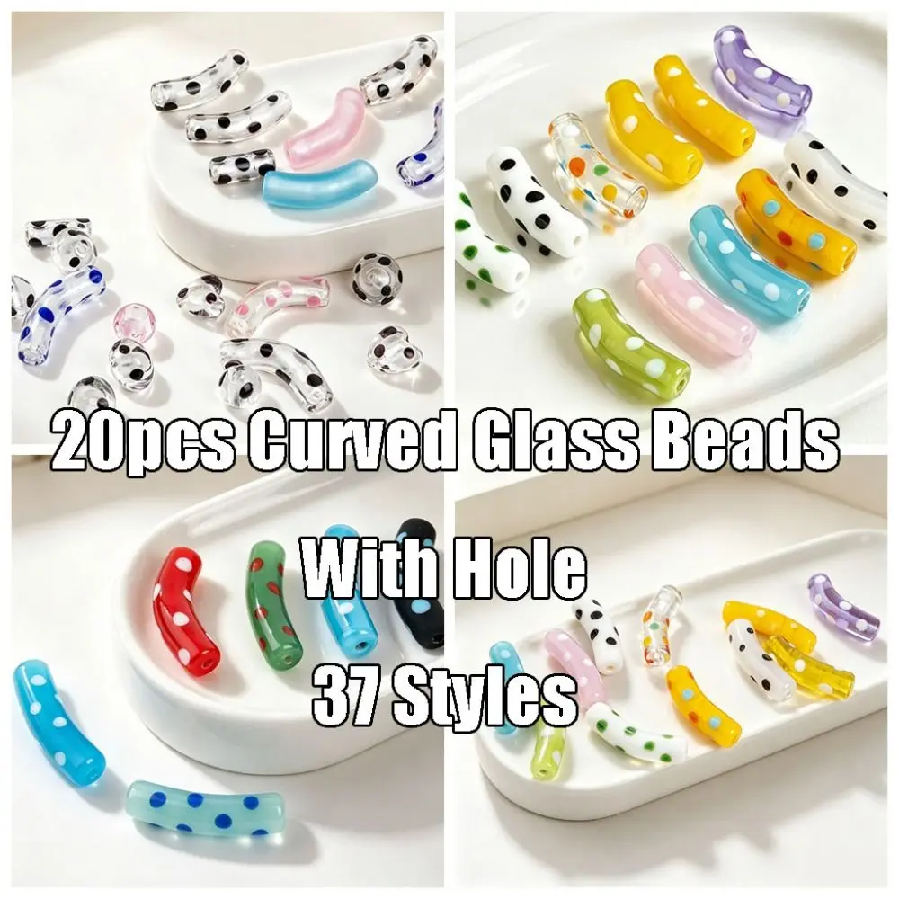 With Hole Curved Glass Beads 37 Styles Handmade Fired Polka Dot Beads loose spacer beads Colorful for 20pcs