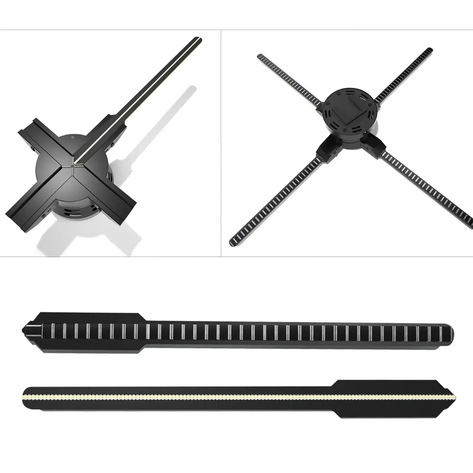 การออกแบบใหม่ล่าสุด 80 ซม. ความละเอียดสูง 4 ใบมีด 3d Wifi โฮโลแกรม 3d พัดลม Led Holographic Display โฮโลแกรม Led พัดลมโฆษณา