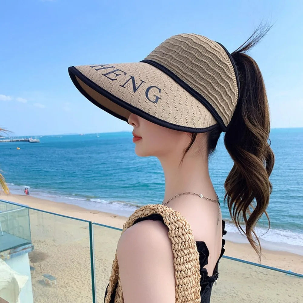 

New Letter Print Sunshade Hat Breathable Casual UV Protection Hat Big Brim Elegant Duck Tongue Hat Women