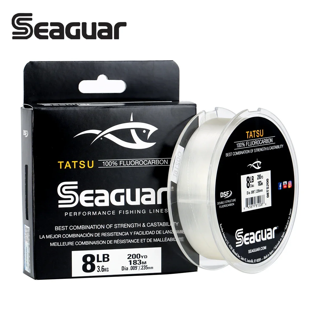 Seaguar-フルオロカーボン釣り糸,日本からの100% オリジナルのカーボンファイバーモノフィラメント,200yds,183m