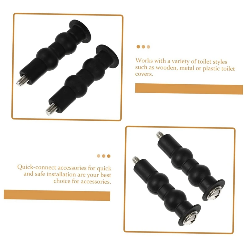 ГОРЯЧИЙ! 4 шт. винты для унитаза, крепежные болты для унитаза, колпачки для болтов сиденья унитаза, подходят для верхнего крепления унитаза, болты для сиденья унитаза, черные