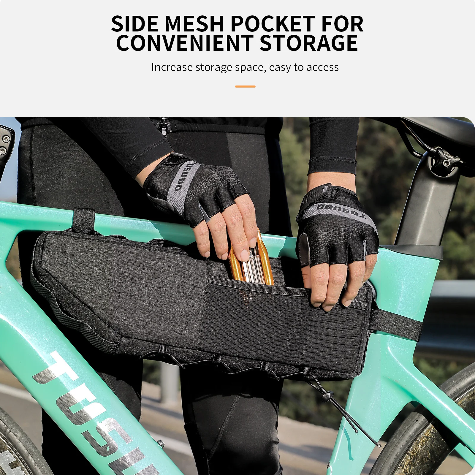 

TOSUOD Bicycle Top Tube Bag 2.4L Capacity Waterproof Frame Bag for MTB Road Bike Cycling Long Front Bag Accessories