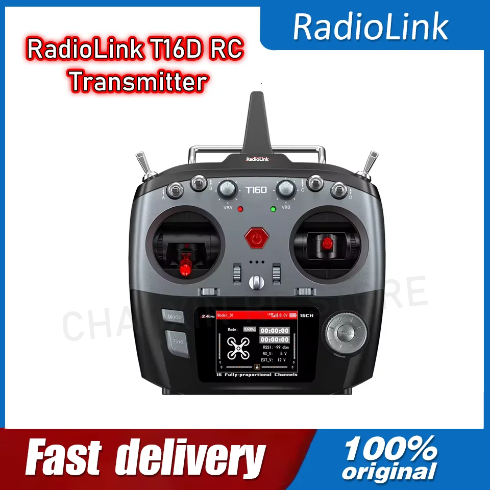 

RadioLink T16D RC Transmitter User-defined Voice Broadcast Pack 16CH Multiple Languages for Helicopters Racing Drones Robots 1 s