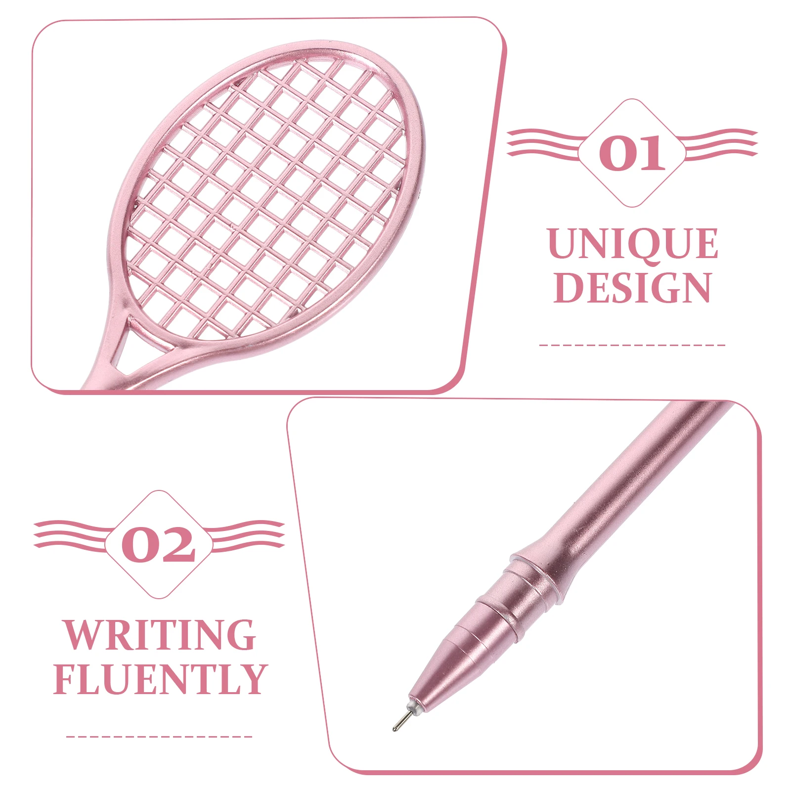 

10Pcs Adorable Badminton Racket Pens Point Gel Ink Students Gifts Mark Important Things Cards Adorable Tennis Racket Pens