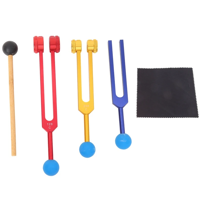 Tuning Fork Set (128Hz, 256Hz, 512Hz),For Sound Healing, Meditation, Therapy ,Reliever Stress