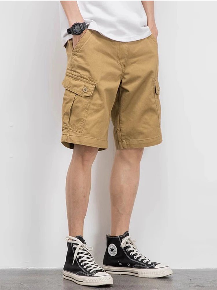 New 2026 Men's Casual Cotton Workwear Shorts Thin Loose Multi-Pocket Five-Point Pants Summer Fashion Brand Straight Leg Pants