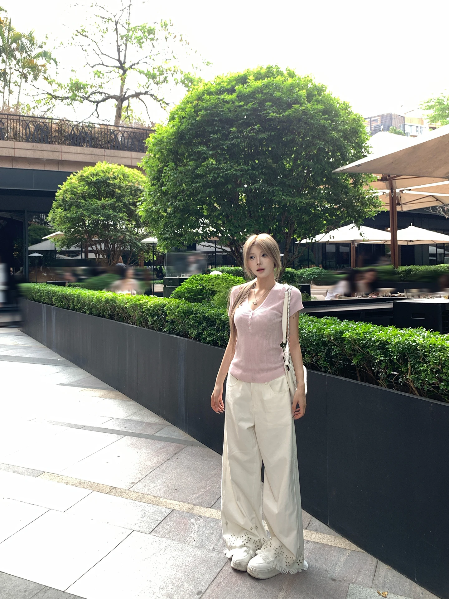 

White Wide Leg Straight Cut Casual Pants Women's Design Sensation Spring 2026 New Style High Waist Cotton Casual Trousers