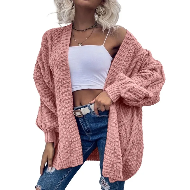 New Women's Solid Color Loose Knitted Coat 2023 Autumn Winter Sweater Coat Women's Fashion Long-Sleeve Cardigan Sweater Coat Top