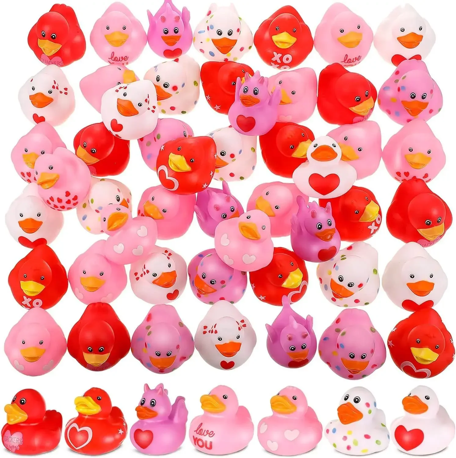 1pc Random Valentine's Day Love Heart Duck Wedding Party Romantic Pink Heart Water Toy Happy 2025 Valentine's Day Decor