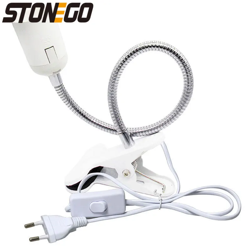 

E27 Гибкая настольная лампа на гибкой стойке с вращающимся на 360 градусов зажимом, держатель света, бытовой выключатель питания для освещения настольной скамейки