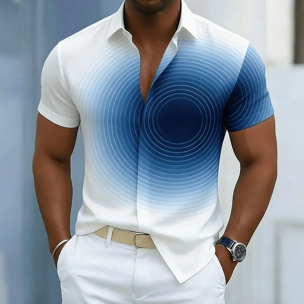 

Спортивная мужская рубашка с 3D-принтом, быстросохнущая, дышащая, для отдыха, из полиэстера, не мнется, с коротким рукавом