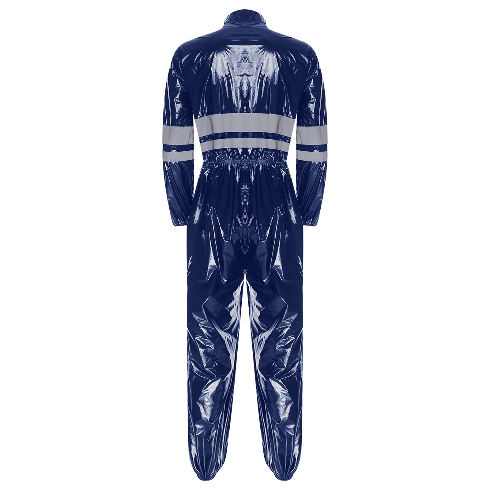 الرجال وضوح عالية شرائط عاكسة مقاومة للماء المآزر الوقوف طوق كم طويل مرونة الخصر سستة كامل الجسم بذلة