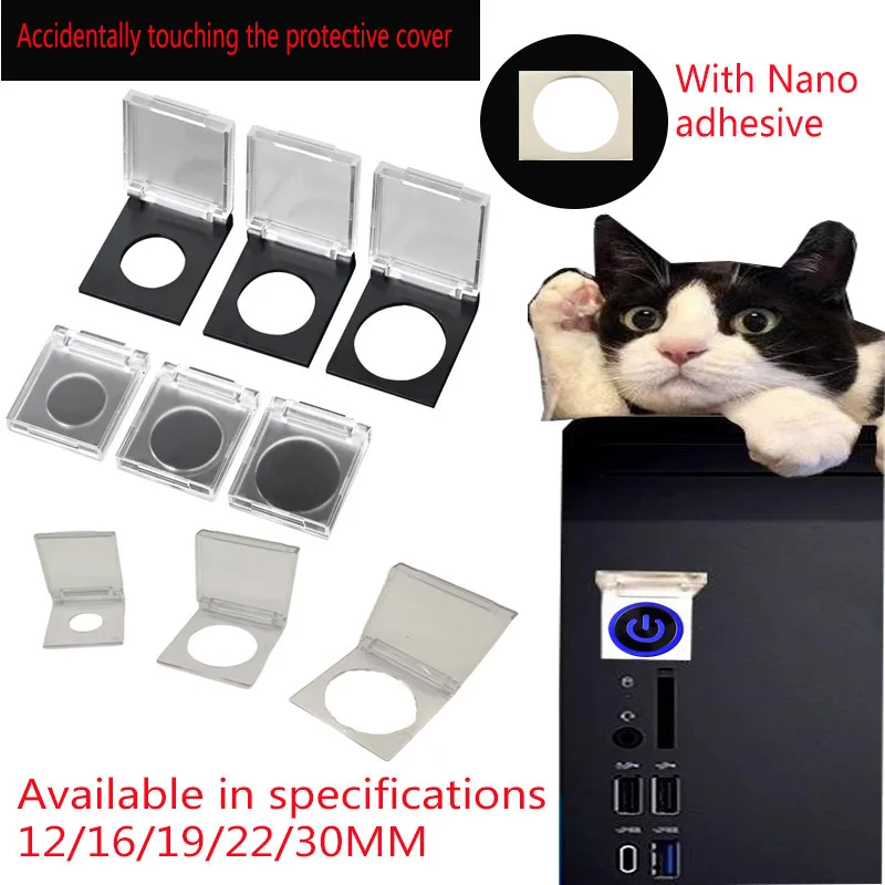 1/3 Uds. Cubiertas de protección de interruptor de botón polvo semitransparente 12/16/19/22/25MM toque antiaccidental y tapa para evitar salpicaduras