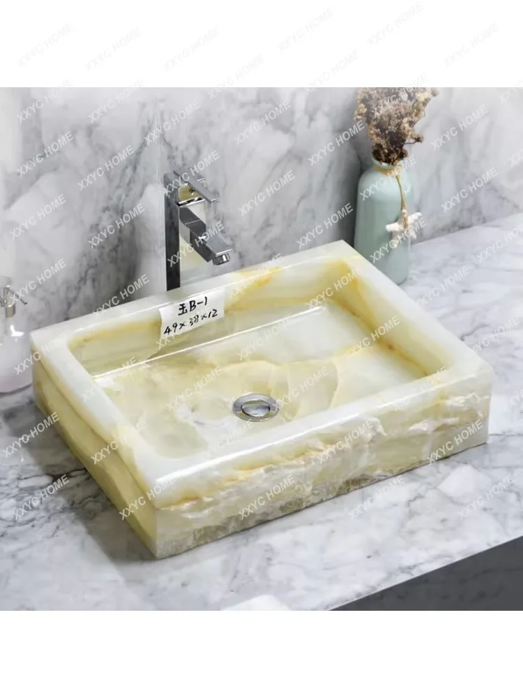 Square Jade Washbasin Bathroom Bathroom Table Basin Affordable Luxury Style Stone Sink