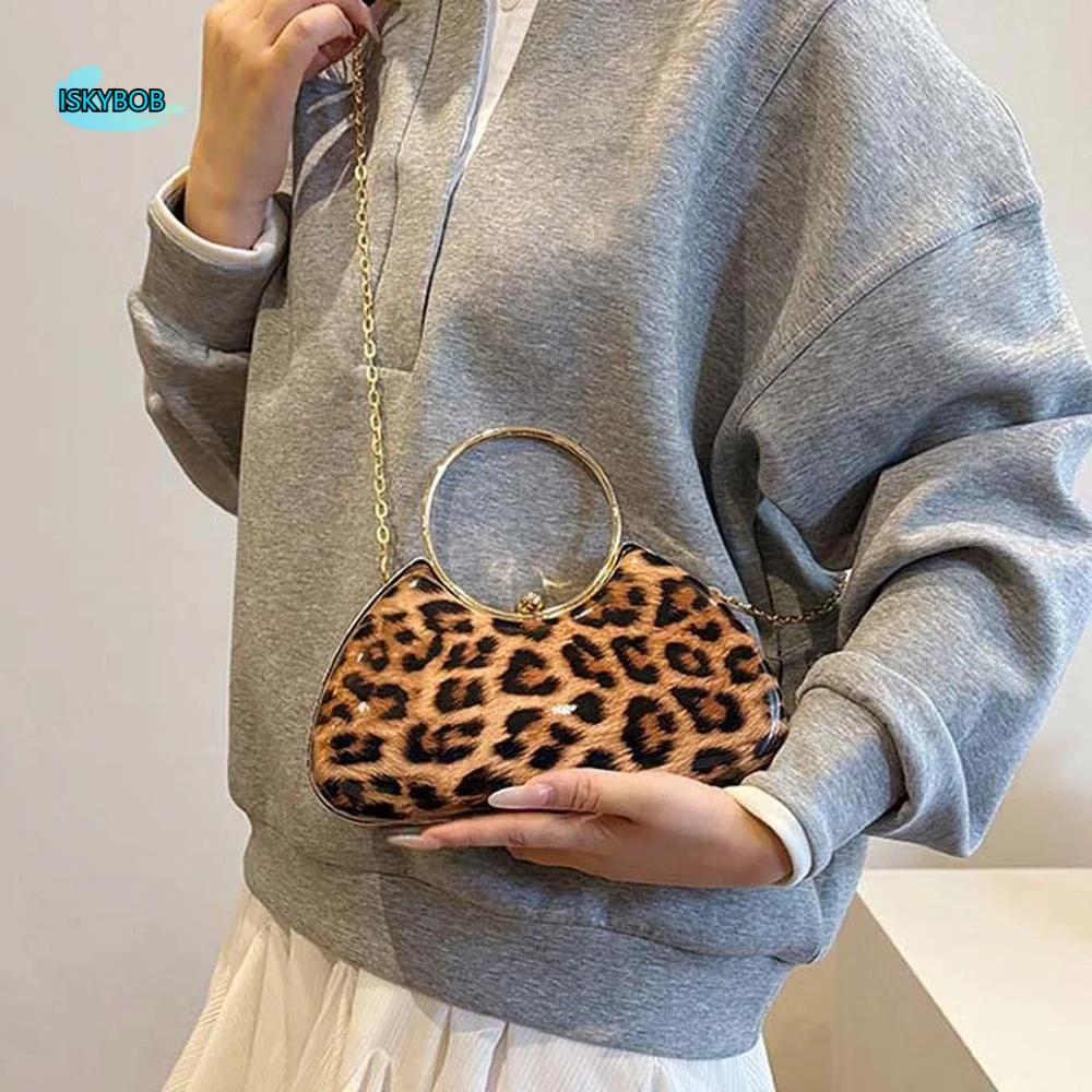 

Versatile Leopard Print Handbag Hand-held Purse Large Capacity Cool Girls Clutch Bag Polyester Multi-function