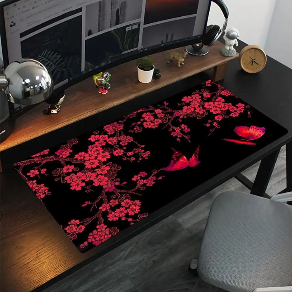

Chinese style plum blossom large computer desk pad home office mouse pad thick mouse pad dirt-resistant thick lock edge non-slip