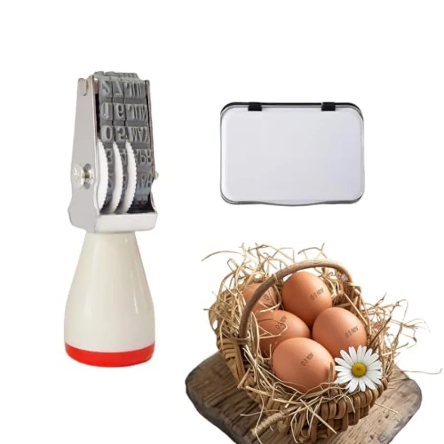 

Egg Date Stamp Kit with Ink Pad, Month and Day Stamper for Farm Fresh Eggs Chicken Duck Turkey Goose Poultry Eggs