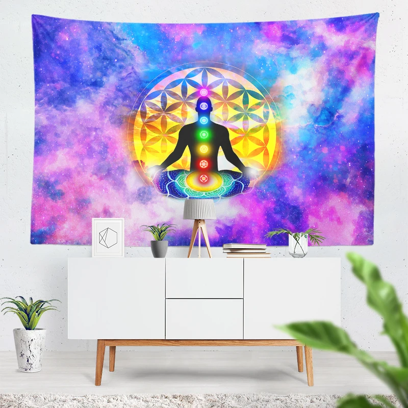 

Large Yoga Meditation Tapestry Galaxy Flower Of Life Wall Hanging Seven Chakra Energy Wall Decor Spiritual Pagan Altar Cloth New