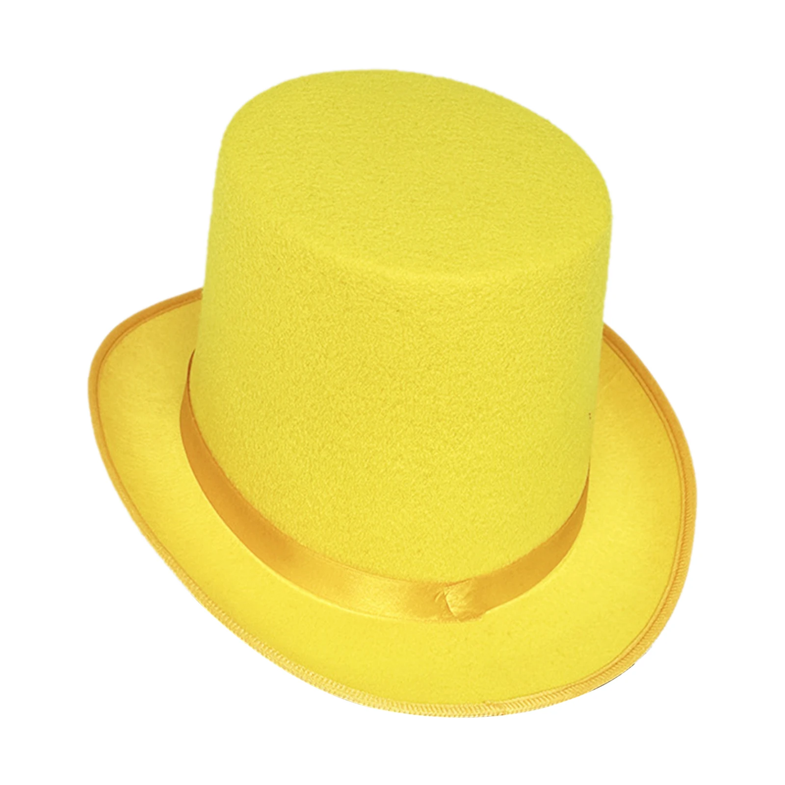 High Top Hat Rolled Brim Solid Color Top Hat Tuxedo Costume Magician Gentlemen Hat for Halloween Cosplay Festival Parties