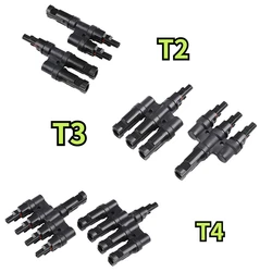 2pcs T2/T3/T4 Male&Femal Branch PV Solar panel Cable Connectors 30A 1000V Electrical Photovoltaic Panel Wire Connector