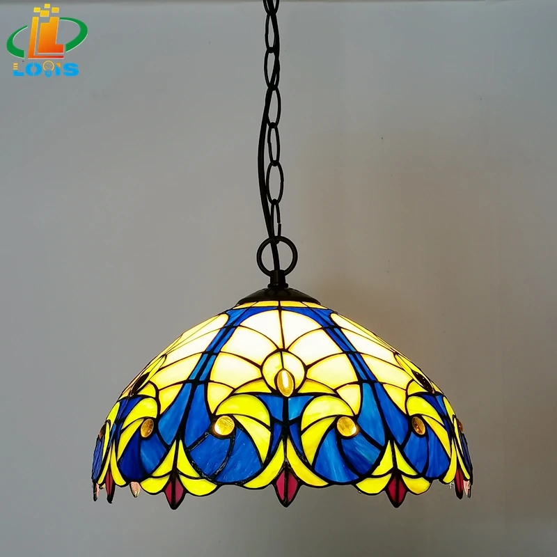 

12 Inch Nordic Flower Color Chandeliers Tiffany Coffee House Restaurant Lighting Glass Retro Nostalgia Lighting E27 110V 230V