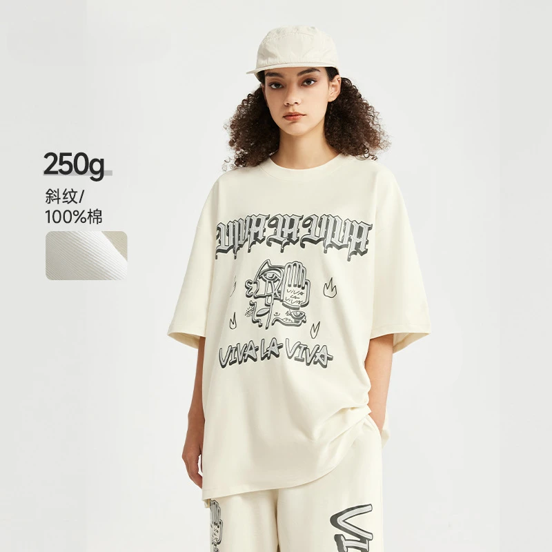 Men's Wear | 250G Hip Hop Letter Printed Set 2024 New Spring/Summer Trendy Brand Casual Wear for Men and Women