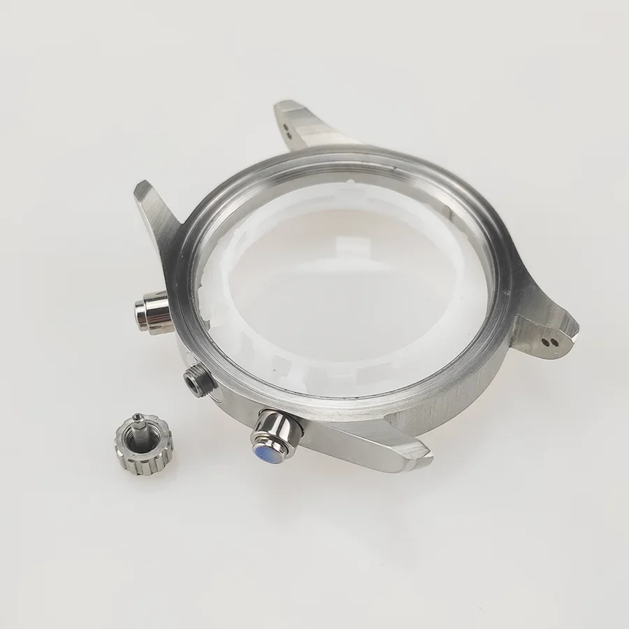 Solid Stainless Steel 45mm Pilot Chronograph Watch Case with Sapphire Crystal, 5ATM Water Fits 37.7mm Dial for Miyota 0S00