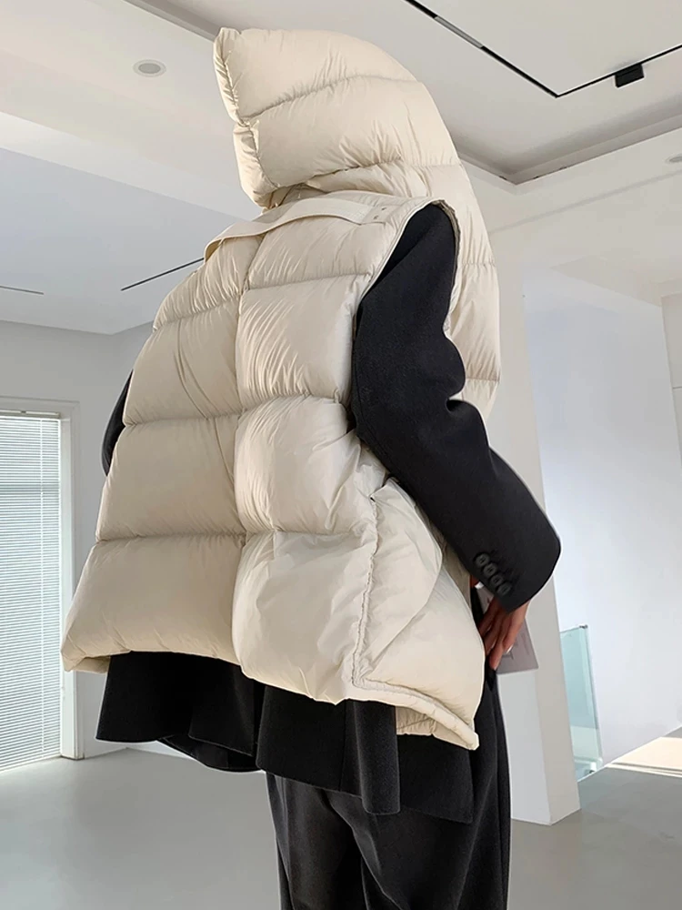 Imagem -05 - Ultra Leve Colete 90 Pato Branco para Baixo para Mulheres Colete com Capuz Inverno Grosso Pão para Baixo Jaqueta sem Mangas Feminino Solto Gilet Outwear